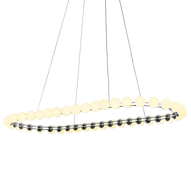 Люстра подвесная светодиодная с круглыми плафонами белого цвета PEARLS Suspension 100 Хром Латунь Белый Люстра подвесная светодиодная с круглыми плафонами белого цвета PEARLS Suspension 100 Хром Латунь Белый в Барнауле | Loft Concept