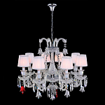 Люстра с 8-ю белыми текстильными абажурами и хрустальными подвесками Lustre Reverie варинант исполнения - 2 | Loft Concept в Барнауле