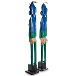 Комплект из 2-х деревянных статуэток Asmat Statuettes Blue Green варинант исполнения - 5 | Loft Concept в Барнауле
