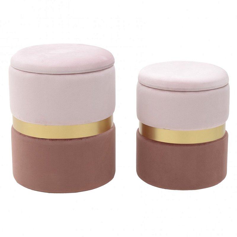 Комплект пуфов Golden Belt Soft Pink & Deep Pink Розовый (Rose) Золотой Комплект пуфов Golden Belt Soft Pink & Deep Pink Розовый (Rose) Золотой в Барнауле | Loft Concept