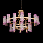 Люстра двухъярусная круглая с текстурными цилиндрическими плафонами Glimpse варинант исполнения - 1 | Loft Concept в Барнауле