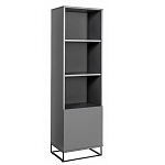 Стеллаж книжный цвета графит с 3-мя открытыми полками и дверкой Strict Lines варинант исполнения - 1 | Loft Concept в Барнауле