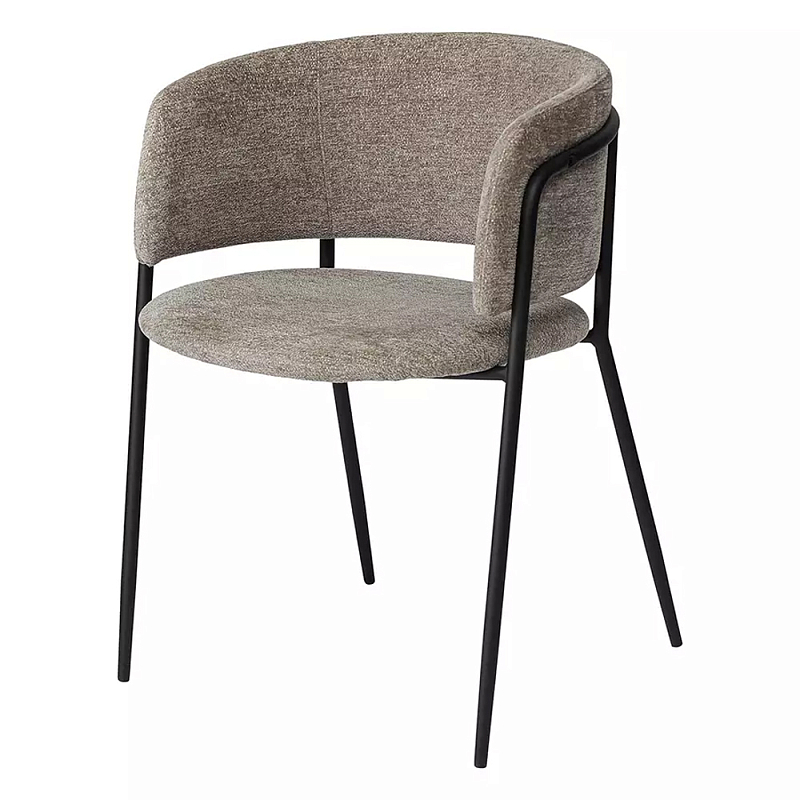 Стул полукруглый с каркасом из металла и мягким сиденьем и спинкой Soft Chenille Черный Капучино Стул полукруглый с каркасом из металла и мягким сиденьем и спинкой Soft Chenille Черный Капучино в Барнауле | Loft Concept