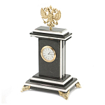 Часы настольные бронзовые с Гербом России из натурального камня Змевик Stone Clock варинант исполнения - 2 | Loft Concept в Барнауле