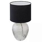 Настольная лампа с черным цилиндрическим тканевым абажуром и фактурным прозрачным основанием Black Cone варинант исполнения - 1 | Loft Concept в Барнауле