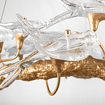 Люстра подвесная с прозрачными стеклянными птичками на ветвях Диаметр 80 см Serip Voa варинант исполнения - 9 | Loft Concept в Барнауле