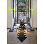 Дизайнерское кресло на металлическом каркасе с подставкой для ног Poltronova Mies Armchair варинант исполнения - 6 | Loft Concept в Барнауле