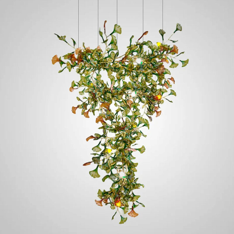 Люстра на ветвистом каркасе с листьями Green Floral Attraction Зеленый Латунь Люстра на ветвистом каркасе с листьями Green Floral Attraction Зеленый Латунь в Барнауле | Loft Concept