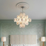 Люстра  с каскадом из круглых декоративных элементов  White Clear Glass Chandelier варинант исполнения - 5 | Loft Concept в Барнауле