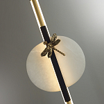 Подвесной светильник с шарообразным плафоном из алебастра и бронзовой декоративной стрекозой Alaris  варинант исполнения - 6 | Loft Concept в Барнауле