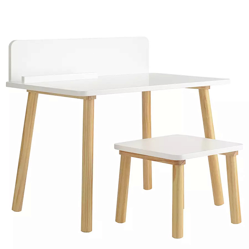 Набор детской мебели белый Childrens Table with Stool Белый Голубой в Барнауле | Loft Concept 