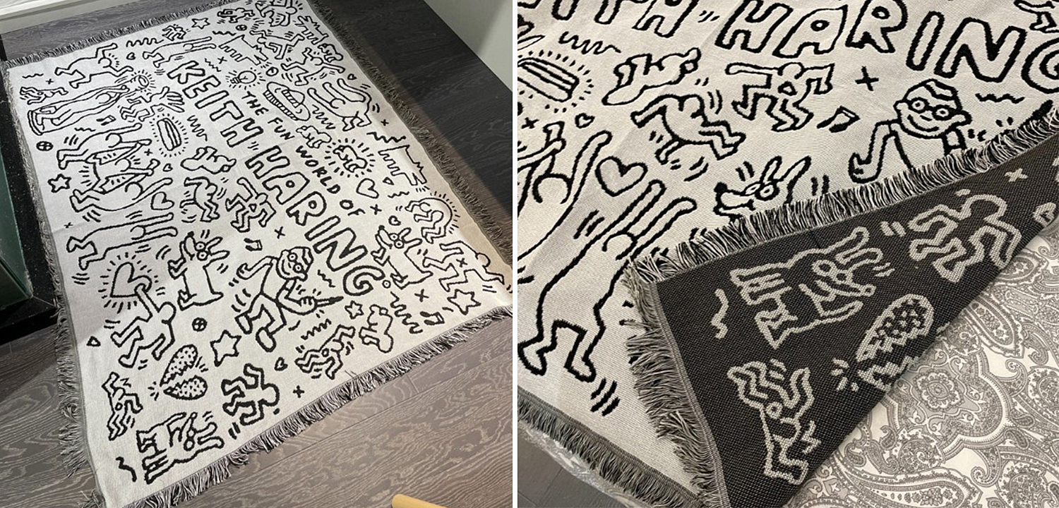Покрывало граффити черно-белое Кит Харинг Keith Haring Bed Сover Покрывало граффити черно-белое Кит Харинг Keith Haring Bed Сover - Loft-Concept в Барнауле