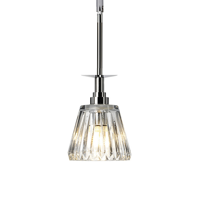 Подвесной светильник хромированного цвета с граненым прозрачным стеклянным плафоном Elstead Lighting Прозрачное Стекло Хром в Барнауле | Loft Concept 