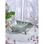 Блюдо прямоугольное из голубого фарфора с ручками и рисунком птиц и цветов Blue Garden варинант исполнения - 2 | Loft Concept в Барнауле