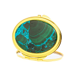 Зеркало карманное складное овальное из натурального камня Малахит с Хризоколлой Gold Stone Mirrors варинант исполнения - 2 | Loft Concept в Барнауле