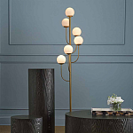 Торшер с 6-ю белыми стеклянными плафонами в форме шаров Gooseneck Pelle Chandelier варинант исполнения - 2 | Loft Concept в Барнауле