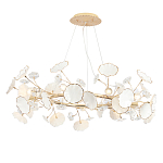 Люстра круглая с белыми лепестками из керамики и прозрачными хрустальными цветками Диаметр 82 см Wintery flovers варинант исполнения - 1 | Loft Concept в Барнауле