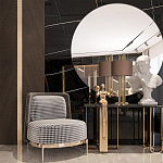 Настольная лампа с цилиндрическим абажуром из коричневой ткани и золотыми трубочками Brown Aura варинант исполнения - 4 | Loft Concept в Барнауле