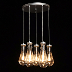 Люстра с 7-ю прозрачными плафонами из стекла в форме капли на круглом потолочном основании цвета хром Lucid Rain  варинант исполнения - 3 | Loft Concept в Барнауле