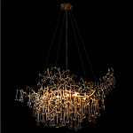 Подвесная люстра в виде ветвей деревьев золотого цвета с прозрачными подвесками-каплями 10 и 14 ламп Droplet Chandelier варинант исполнения - 4 | Loft Concept в Барнауле