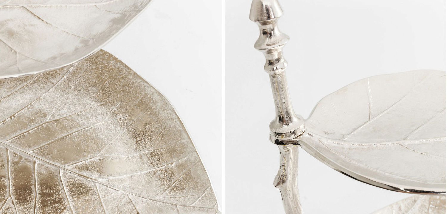 Блюдо трёхъярусное Chrome Leaves Блюдо трёхъярусное Chrome Leaves - Loft-Concept в Барнауле