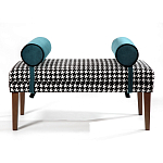 Банкетка Banquette PIED DE POULE с принтом гусиная лапка и синими подлокотниками  варинант исполнения - 1 | Loft Concept в Барнауле