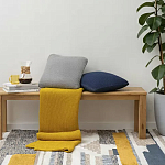 Плед из хлопка жемчужной вязки горчичного цвета Waffle Comfort варинант исполнения - 5 | Loft Concept в Барнауле