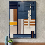 Панно из шнура Синяя геометрическая абстракция wall panel line Blue варинант исполнения - 1 | Loft Concept в Барнауле