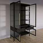 Витрина Primo со стеклянными фасадами и 2 ящиками Темный орех варинант исполнения - 6 | Loft Concept в Барнауле