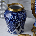 Ваза с насыщенным синим орнаментом и золотой крышкой Blue & White Ornament  варинант исполнения - 4 | Loft Concept в Барнауле