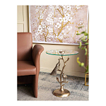 Столик с круглой стеклянной столешницей и корпусом в виде двух павлинов на ветке Table Two Peacocks варинант исполнения - 7 | Loft Concept в Барнауле