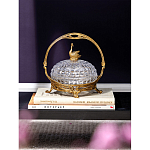 Конфетница из прозрачного рельефного стекла с ручкой и фигуркой лебедя Eden Garden варинант исполнения - 4 | Loft Concept в Барнауле