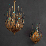 Бра настенное золотое с декором из бирюзовых элементов Peacock Tail варинант исполнения - 4 | Loft Concept в Барнауле