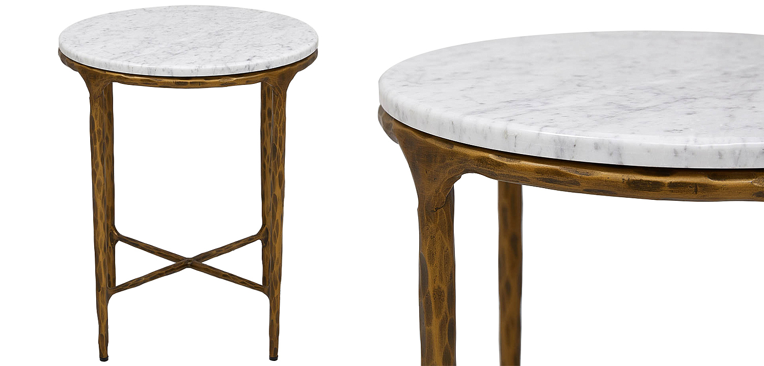 Приставной стол круглый с мраморной столешницей Randy Marble Round Coffee Table Приставной стол круглый с мраморной столешницей Randy Marble Round Coffee Table - Loft-Concept в Барнауле
