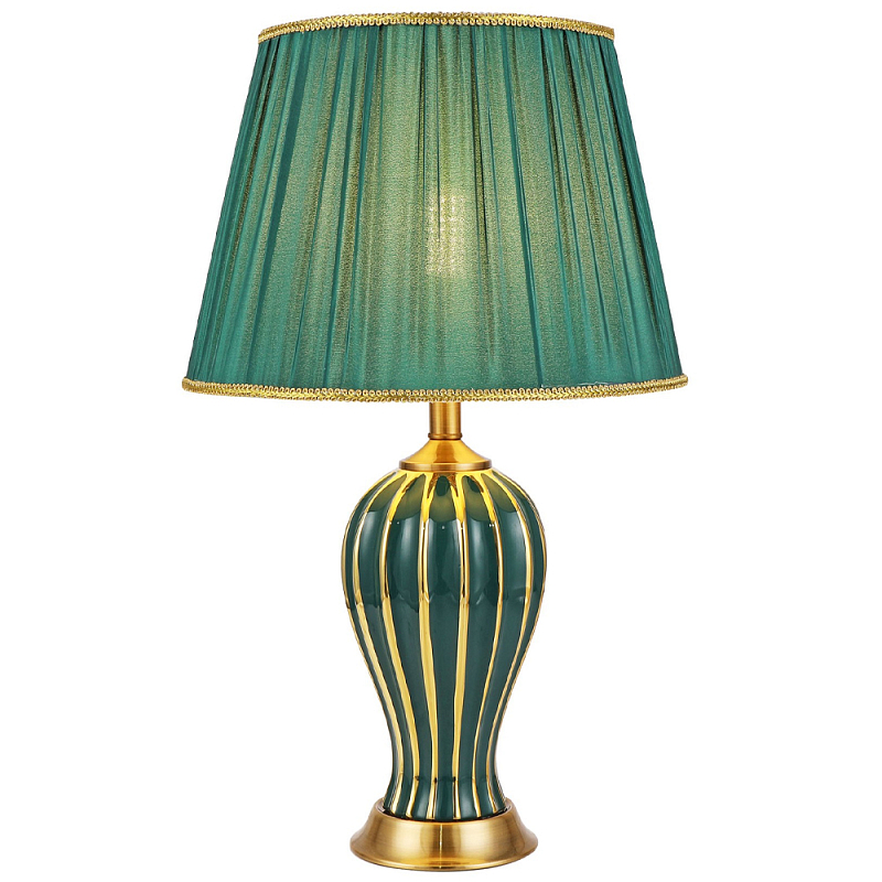 Настольная лампа с абажуром Celestina Green Gold Lampshade Table Lamp Золотой Зеленый Настольная лампа с абажуром Celestina Green Gold Lampshade Table Lamp Золотой Зеленый в Барнауле | Loft Concept