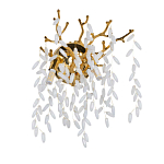 Бра золотого цвета с ветвями и белыми овальными стеклянными подвесками Droplet Chandelier варинант исполнения - 1 | Loft Concept в Барнауле