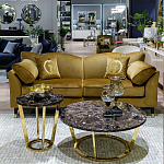 Стол журнальный коричневый на золотом основании Symphony of the Earth варинант исполнения - 3 | Loft Concept в Барнауле