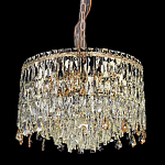 Люстра круглая с хрустальными подвесками на золотистом каркасе Roul Crystal Light варинант исполнения - 1 | Loft Concept в Барнауле