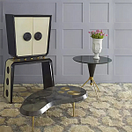 Дизайнерский журнальный столик с круглой столешницей на золотых ножках Risenbix варинант исполнения - 1 | Loft Concept в Барнауле