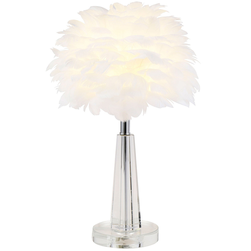 Настольная лампа с перьями Plumage White Table Lamp Прозрачный Белый Хром Настольная лампа с перьями Plumage White Table Lamp Прозрачный Белый Хром в Барнауле | Loft Concept