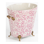 Кашпо из белого фарфора с розовым цветочным орнаментом Eden Garden варинант исполнения - 2 | Loft Concept в Барнауле