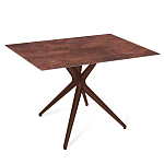 Стол обеденный с коричневой прямоугольной столешницей из керамики на четырех пластиковых ножках Brown Ceramics варинант исполнения - 1 | Loft Concept в Барнауле