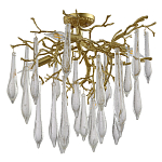 Люстра потолочная с прозрачными стеклянными подвесками в форме капель Droplet Chandelier варинант исполнения - 2 | Loft Concept в Барнауле