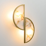 Бра с двумя полукруглыми плафонами из искусственного алебастра в бронзовой оправе Marbella варинант исполнения - 3 | Loft Concept в Барнауле