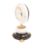 Часы настольные бронзовые из натуральных камней Мрамор и Змеевик Stone Clock варинант исполнения - 2 | Loft Concept в Барнауле
