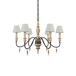 Люстра на металлическом основании с 6-ю белыми тканевыми абажурами Terrain варинант исполнения - 2 | Loft Concept в Барнауле