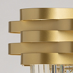 Люстра цвета матового золота с металлическими лентами и длинными прозрачными подвесками Gilded Waves варинант исполнения - 7 | Loft Concept в Барнауле