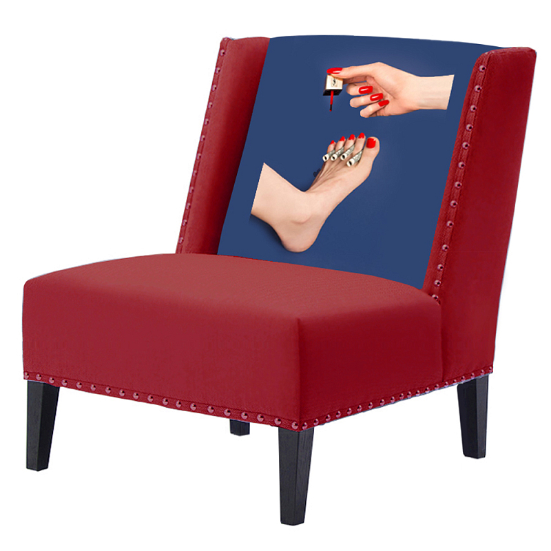 FUN Armchair "Pedicure" Red Дизайнерское кресло с цветным принтом Бургундский красный Сапфирово-синий FUN Armchair "Pedicure" Red Дизайнерское кресло с цветным принтом Бургундский красный Сапфирово-синий в Барнауле | Loft Concept