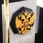 Настольный письменный набор из мрамора и змеевика с гербом России Marble Accessory варинант исполнения - 3 | Loft Concept в Барнауле