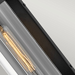 Настенный фонарь в индустриальном стиле с вытянутым цилиндрическим плафоном из прозрачного стекла и черным корпусом Hinkley варинант исполнения - 3 | Loft Concept в Барнауле